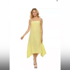 Yellow Asymetrical Camisole Linen Dress